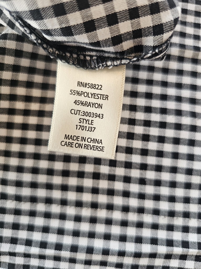 Max Studio Black & White Gingham Peasant Blouse Size Xl — image 6 of 7